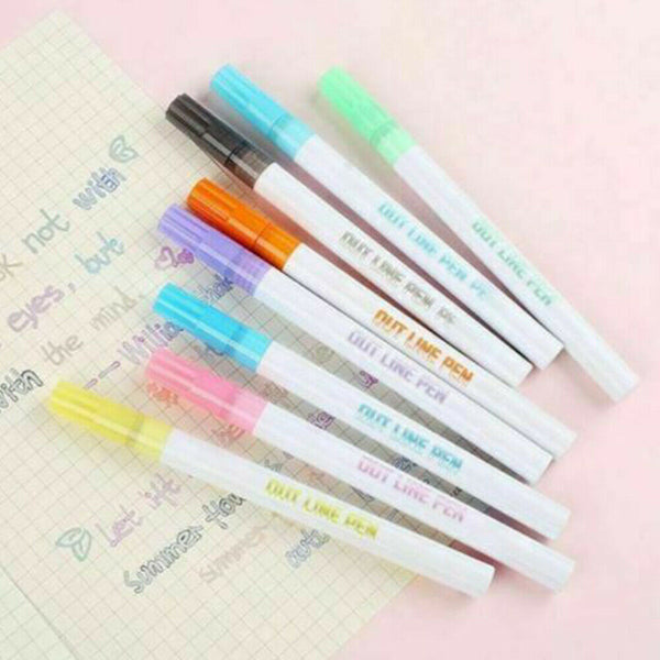 8 Colors Gift Card Writing & Drawing Double Line Outline Pen Two-line Color Pen