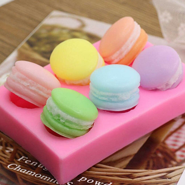 6 Cavity Macaron Silicone Mold 3D Burger Soap Form Mold Cake Chocolate Mould