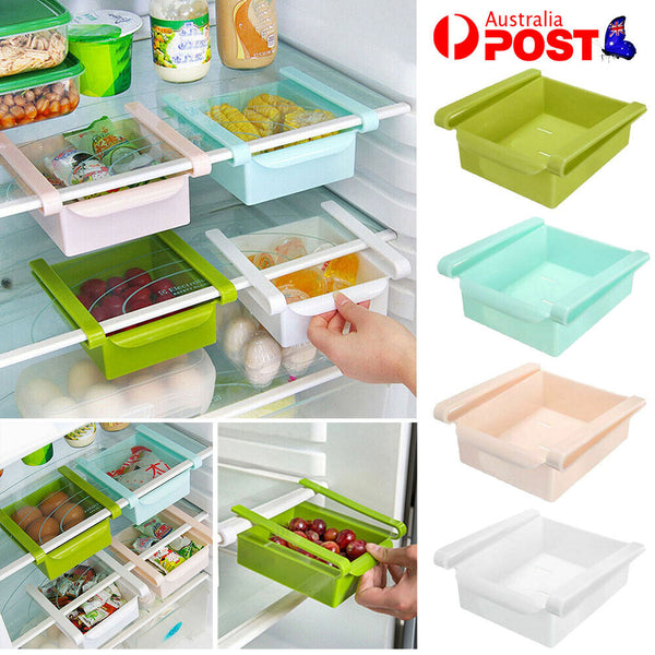 Kitchen Freezer Fridge Space Saver Storage Box Organizer Holder Shelf Rack AU SL