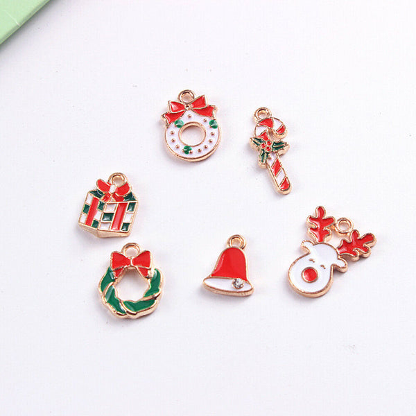 38Pcs Alloy Enamel Mixed Christmas Charms Pendant Decor Craft DIY Making Jewelry