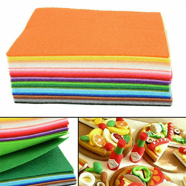 40pcs Mix Colour Squares Non Woven Felt Fabric Sheets For Kids DIY Art Handcraft
