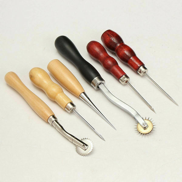 48PCS Leather Craft Hand Tools Kit Stitching Sewing Stamping Punch Carve Work AU