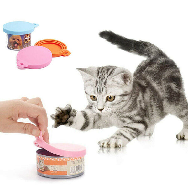 3/6x Pet Food Can Cover Lid Dog Cat Pet Tin Silicone Reusable Storage Cap Top