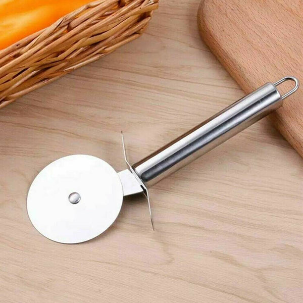 Pizza Wheel Cutter Stainless Steel Slicer Chopper Knife Blade w/ Handle Kitchen