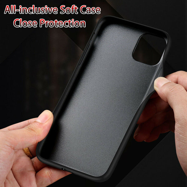 For iPhone 11 Pro Max Back Case Genuine Leather Bumper Cover