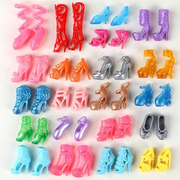 70pcs Items For Barbie Doll Jewellery Clothes Set Accessories Dresses Shoes