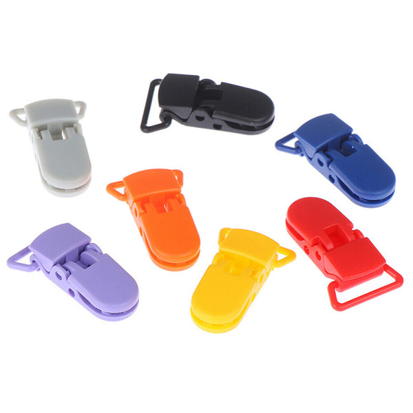 20 Random Colored Plastic Baby Pacifier Suspender Dummy Clip Badge Holder Craft