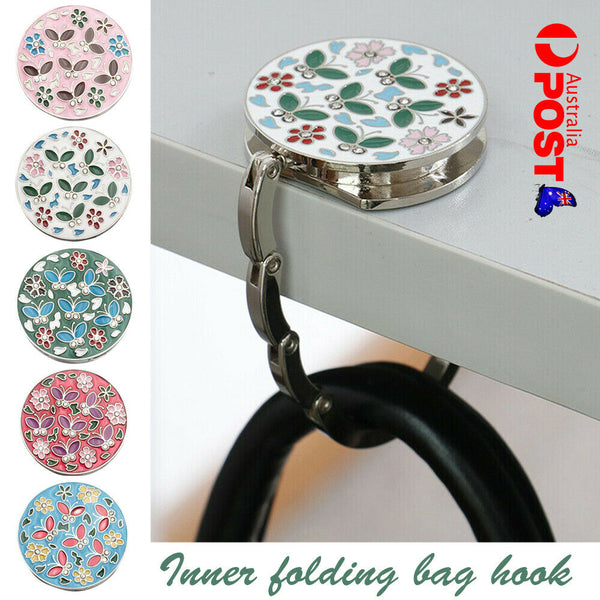 Portable Folding Metal Round Purse Handbag Tote Bags Hanger Hook Holder Table