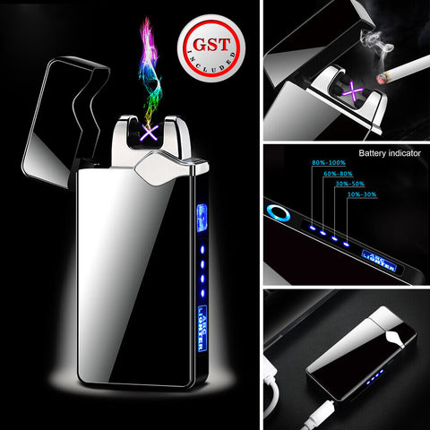 Dual Arc Plasma Lighter Electric Flameless Windproof USB Rechargeable Lighters