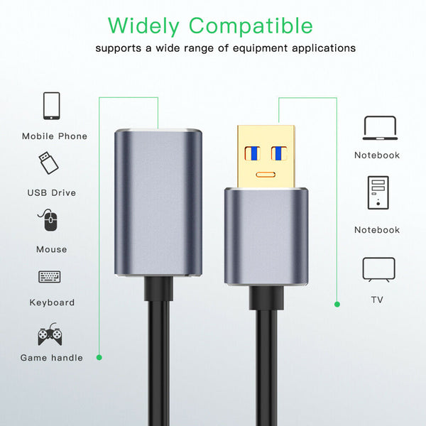 USB 3.0 Cable Super Speed USB Extension/Cable USB Data Extender Lead 0.5/1/1.5M