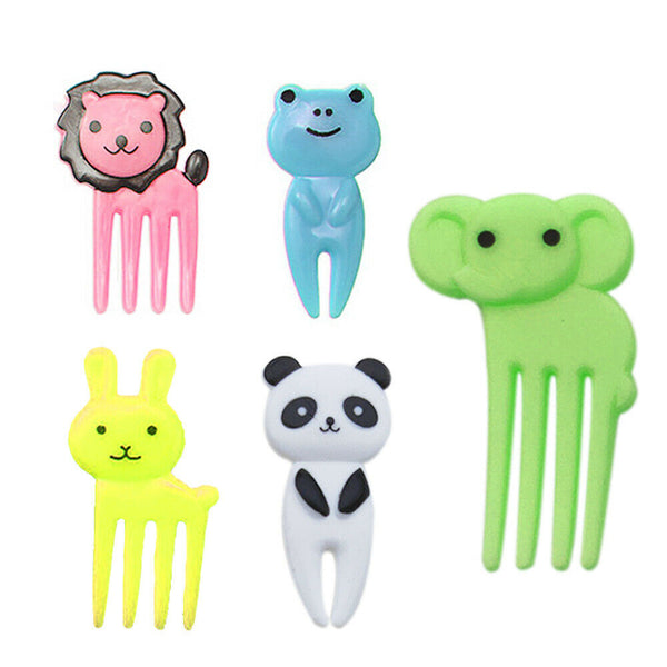 4Set Mini Kids Animal Food Fruit Picks Forks Lunch Box Accessory Decor Tool Kits