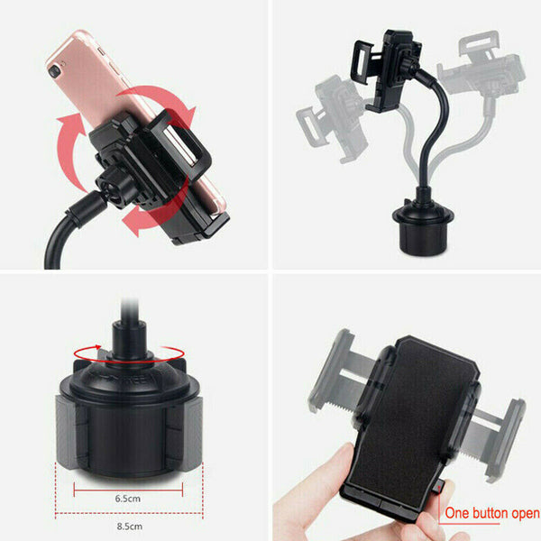 Universal Car Mount Adjustable Gooseneck Cup Holder Cradle For Cell Phone Iphone