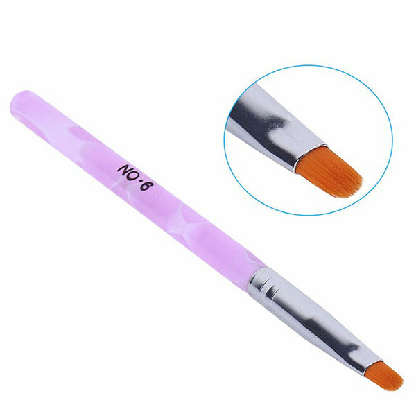 7pcs Round Tip UV Gel Nail Brush Size #2-#14 Base Sculpture Painting 3018