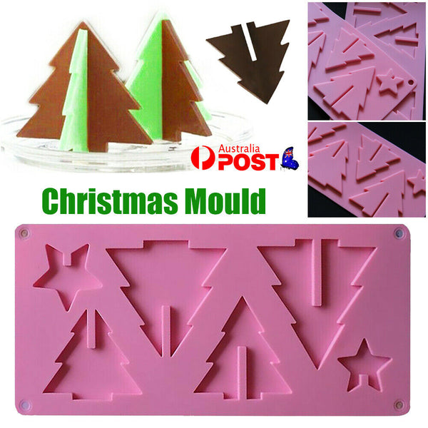 Silicone Chocolate Mould Christmas Tree Xmas Wax Tray Cake Fondant Baking Mold