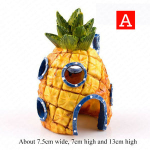 AU 1/3pcs Sponge Bob Pineapple House Hole Fish Tank Decoration Aquarium Ornament