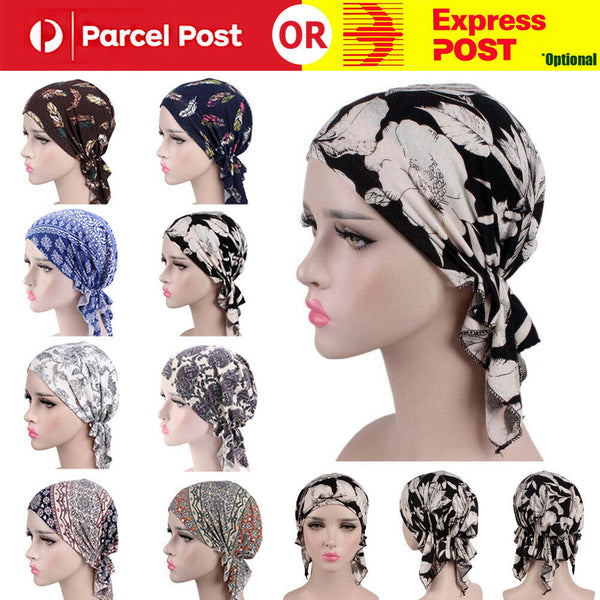 Turban Headwear Chemo Scarf Floral Wrap Muslim Hat Cancer Head Cap Stretch