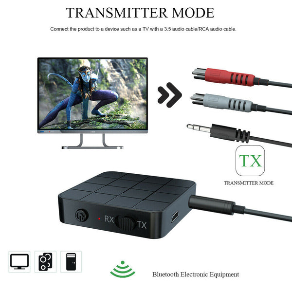 2in1 Bluetooth 5.0 Wireless Audio Transmitter Receiver HIFI MP3 Adapter RCA AUX