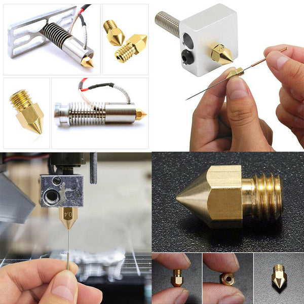 5PCS 3D Printer 1.75mm MK8 Extruder Nozzle Head For Ender 3 Pro CR10 0.2-1.0mm