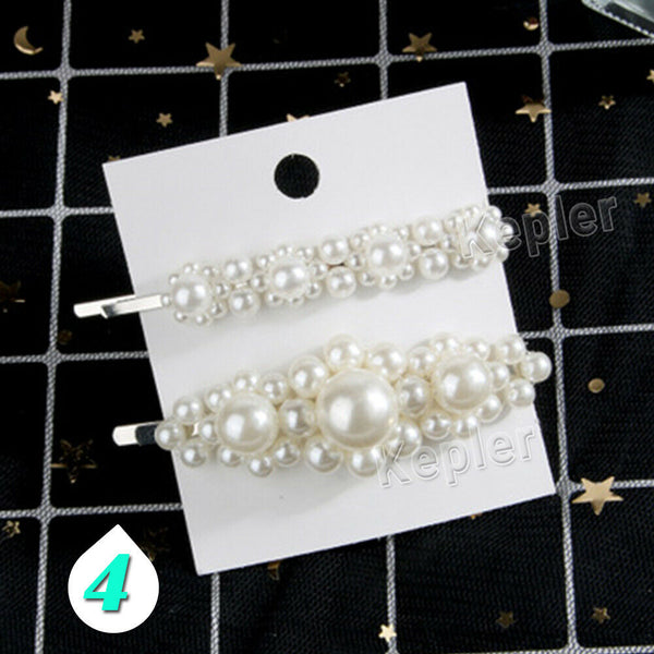 Popular Women Pearl Hair Clip Snap Barrette Stick Hairpin Hair Accessories Gift