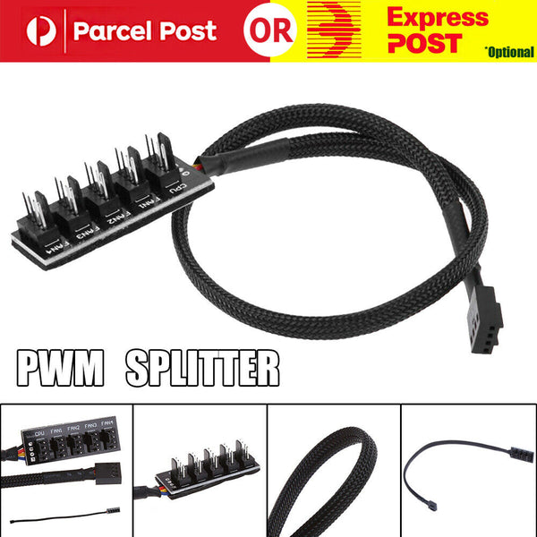 1/2PCS 4 Way PWM Splitter Hub 4pin/3pin CPU Computer Fan Black Sleeved