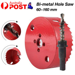 60-160mm M42 Bi-Metal Hole Saw With Arbor Metal Sheet Cutting Wood Plaster AU