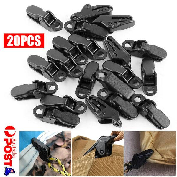 20PCS Awning Tarp Tent Clips Clamps Heavy Duty Clamp Camping Survival Tool AU