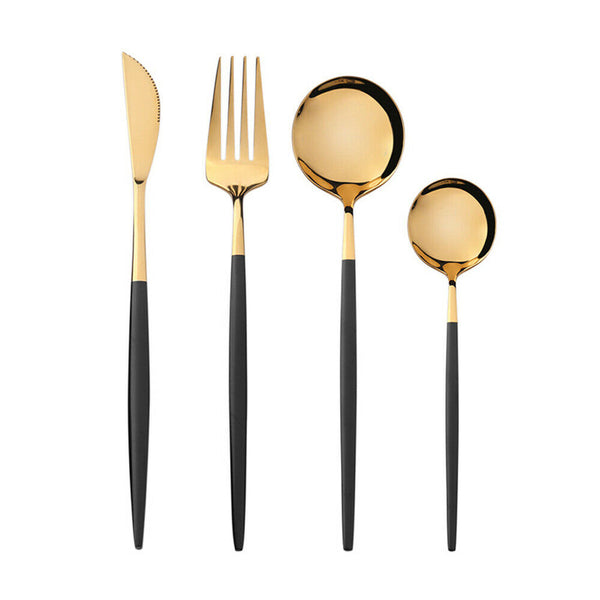 4Pcs Kitchen Cutlery Set Stainless Steel Gold Knife Fork Spoon Cutlery Set Gift