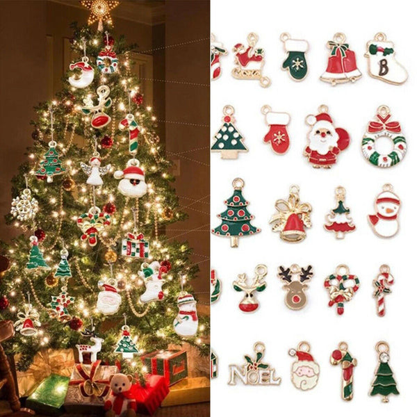 38Pcs Alloy Enamel Mixed Christmas Charms Pendant Decor Craft DIY Making Jewelry