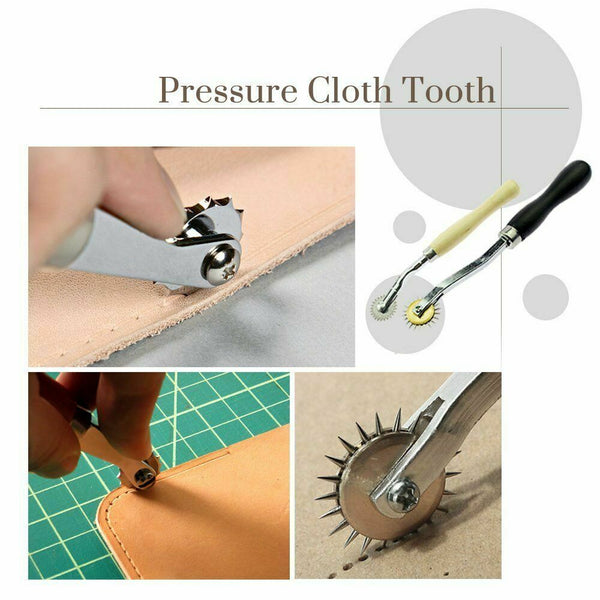 48PCS Leather Craft Hand Tools Kit Stitching Sewing Stamping Punch Carve Work AU