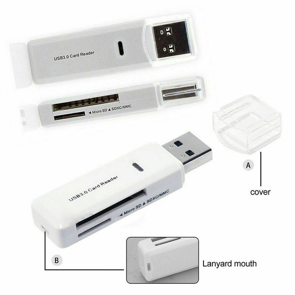 2in1 USB 3.0 Memory Card Reader Micro SD SDXC MMC TF LED Adapter For Mac Wins