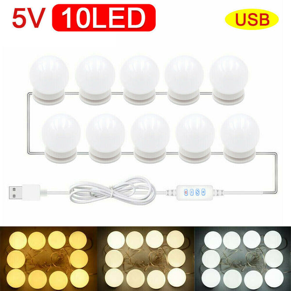 10Bulbs Dimmable Make Up Mirror Light Kit Vanity Light Makeup USB Lamp Hollywood