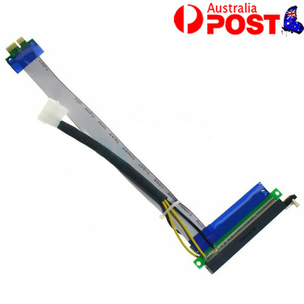PCI-E PCI Express 1x To 16x Powered Socket Riser Extension Adapter Cable AU