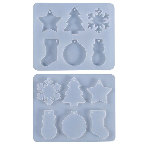 Christmas Snowflake Snowman Epoxy Resin Mold Pendants Ornaments Silicone Mould