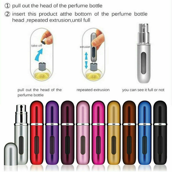 Portable Perfume Atomiser Refill Travel Bottle Mini Pump Spray Scent Pocket 5ML