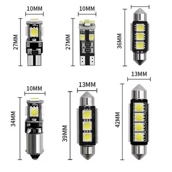 23PCS CAR 12V LED FESTOON INTERIOR WHITE LIGHT BULB 5050 5SMD AUTO DOME GLOBE