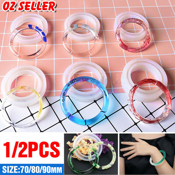 1/2 Round Silicone Mold Casting Mould DIY Bangle Jewelry Tool Kit Resin Bracelet