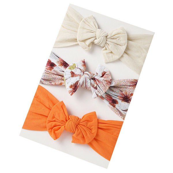 3pcs/Set Baby Girl Infant Toddler Headband Wrap Top Knot Soft Single Bow Turban