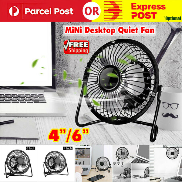 Metal 4"6" USB Fan Mini Portable Desktop Cooling Desk Quiet Fan Laptop Computer