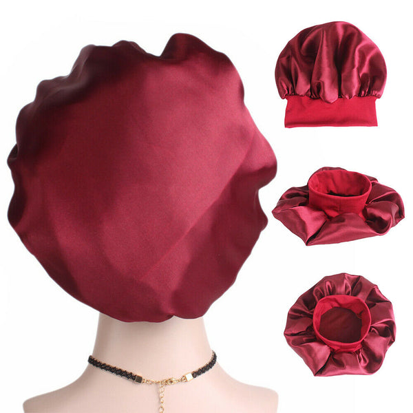 Women's Sleep Hair Hat Care Elastic Satin/Silk Sleeping Bonnet Night Soft Cap