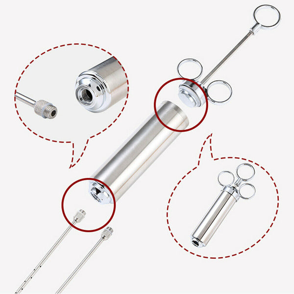 Meat Seasoning Injector Syringe Kit Marinade Turkey Basting Flavor Food BBQ Tool