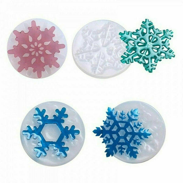 6x CHRISTMAS SILICONE SNOWFLAKE MOULDS RESIN JEWELRY MAKING MOLD DIY CRAFT TOOL