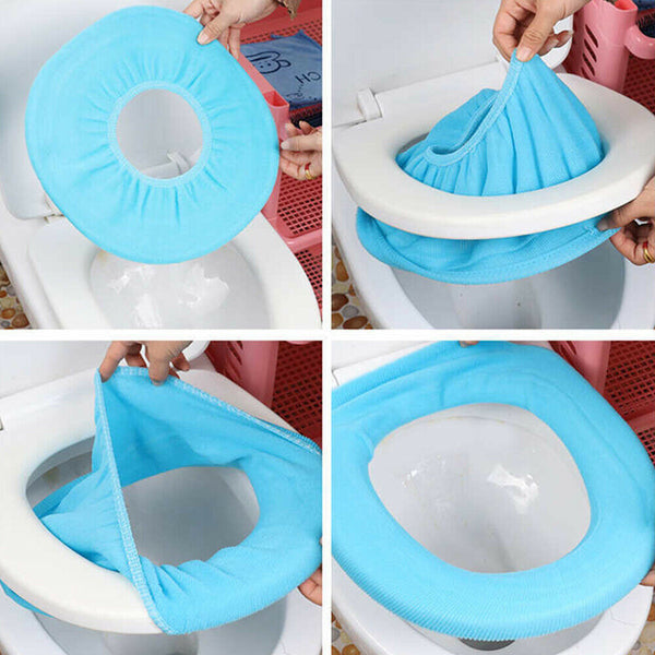 2X Bathroom Toilet Seat Closestool Washable Soft Warmer Cushion Mat Pad Cover AU