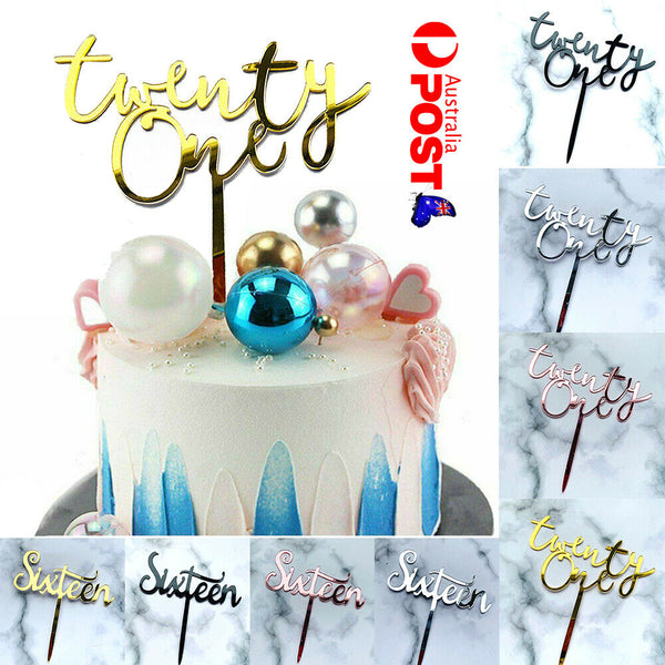 Acrylic Cake Topper Mirror 16 Sixteen 21 Twenty One 21st Birthday Party Decor