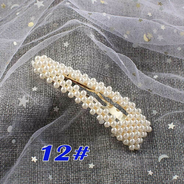 Popular Women Pearl Hair Clip Snap Barrette Stick Hairpin Hair Accessories Gift