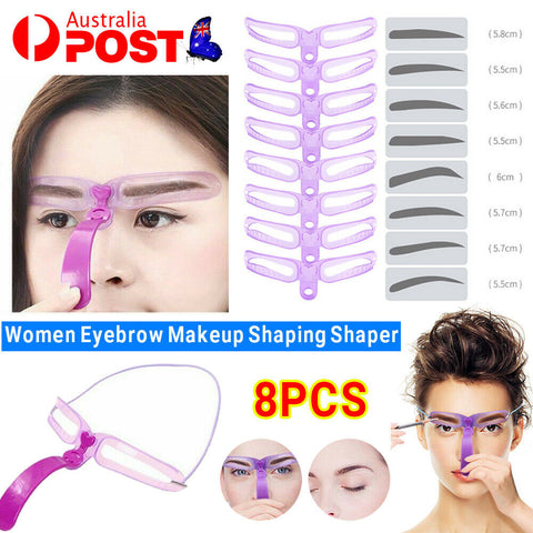 8Pcs Women Makeup Shaping Shaper Eyebrow Grooming Stencil Kit Template DIY