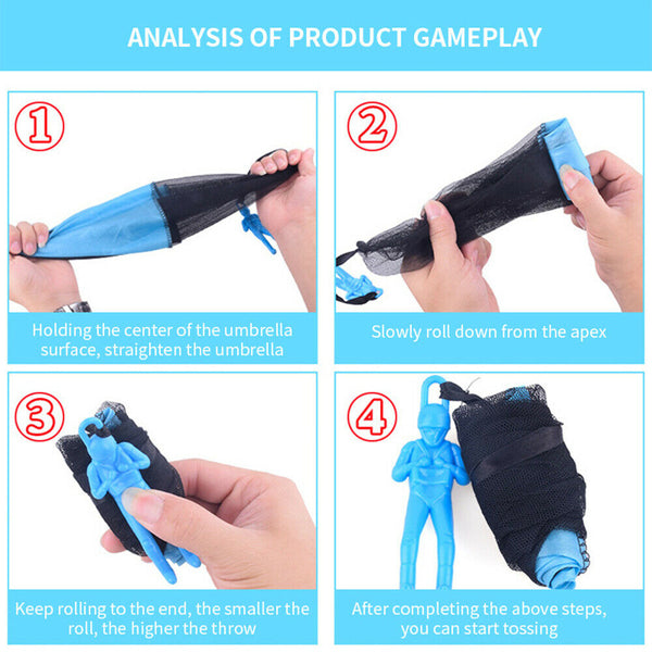 Hand Throwing Mini Soldier Parachute Funny Toy Kid Outdoor Game Play Educational