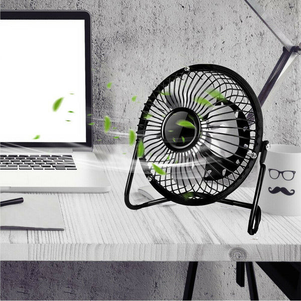 Metal 4"6" USB Fan Mini Portable Desktop Cooling Desk Quiet Fan Laptop Computer