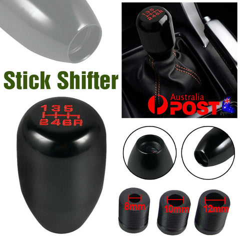 Universal 6 Speed Aluminum Manual Car Gear Stick Shift Knob Shifter Black Lever