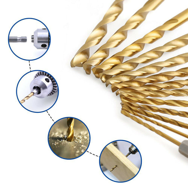 13Pcs HSS Hex Shank Quick Change Titanium Coated Shank Twist Drill Bit Set AU