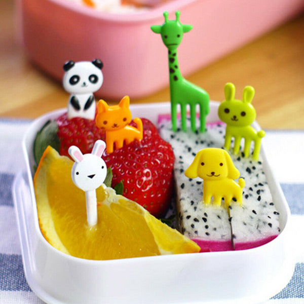 4Set Mini Kids Animal Food Fruit Picks Forks Lunch Box Accessory Decor Tool Kits